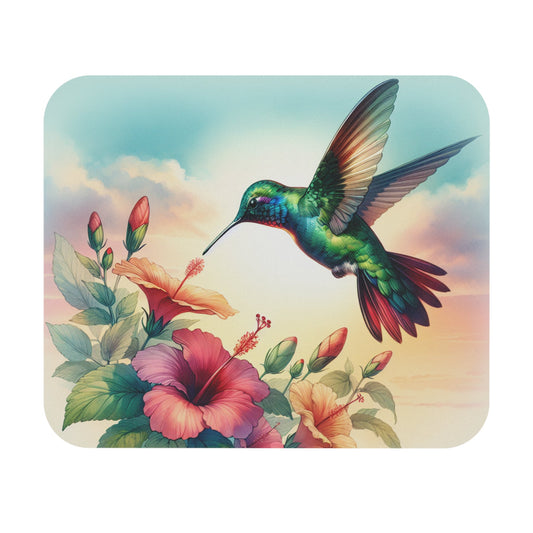 Hummingbird Design Mouse Pad, Nature Lover Desk Accessory, Bird Lover Gift, Office Decor, Floral Mousepad - Victory Thru Vision