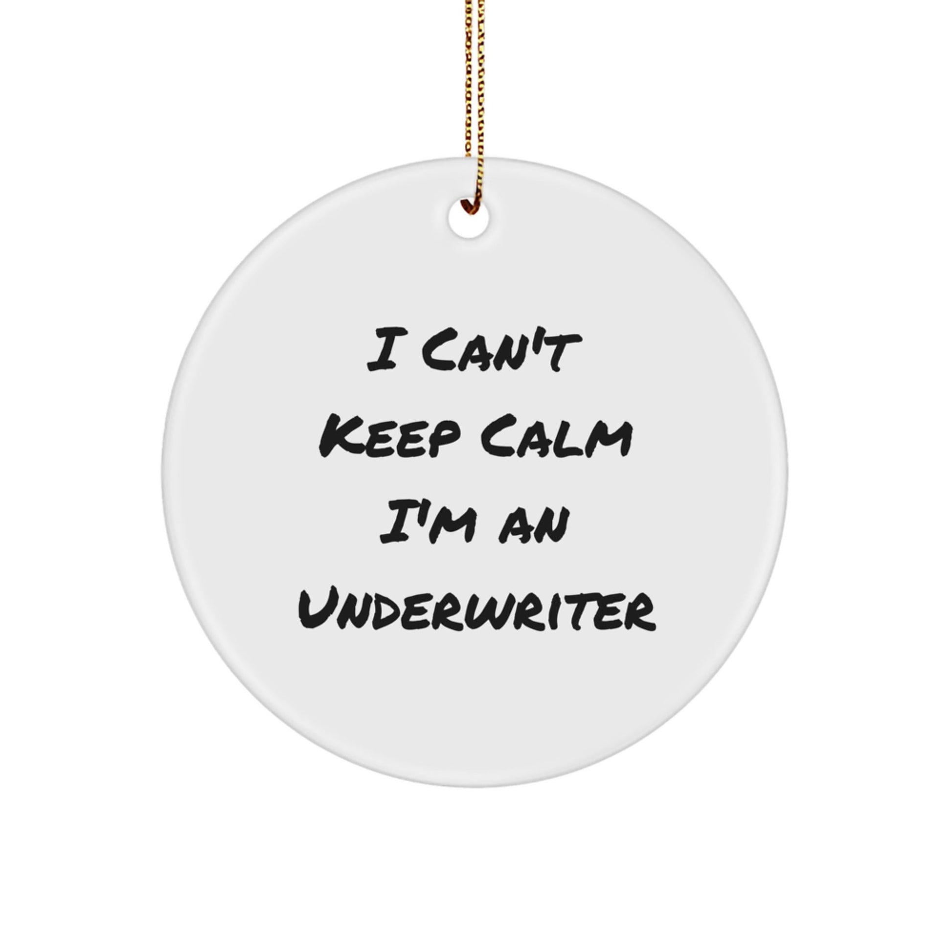 I Can't Keep Calm I'm An Underwriter Funny Gift for Underwriter Circle Ornament from Family, Unique Christmas Unique Gifts for Underwriter - Victory Thru Vision