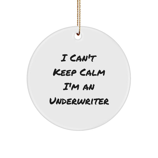 I Can't Keep Calm I'm An Underwriter Funny Gift for Underwriter Circle Ornament from Family, Unique Christmas Unique Gifts for Underwriter - Victory Thru Vision