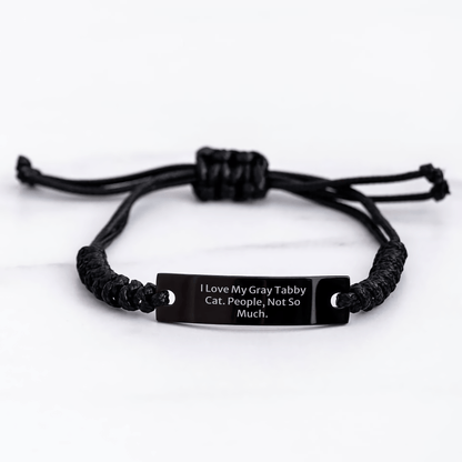 I Love My Gray Tabby Cat Gifts from Friends - Funny Gray Tabby Cat Rope Bracelet for Graduation Unique Gifts - Victory Thru Vision