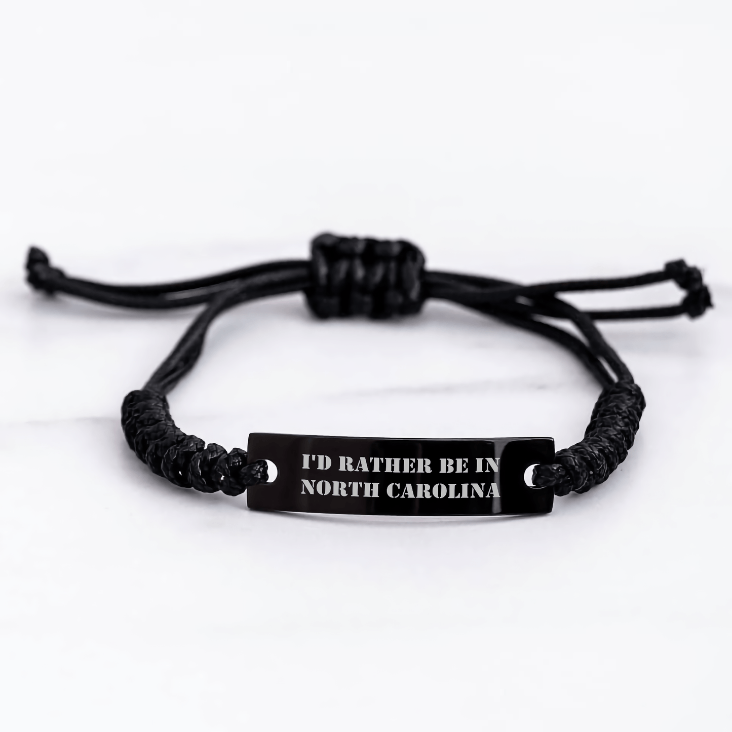 I'd Rather Be In North Carolina Rope Bracelet, Funny Gift for Friends, Coworkers, Family, from North Carolina, Adjustable Rope Jewelry for Men, Women, Graduation Unique Gifts - Victory Thru Vision 