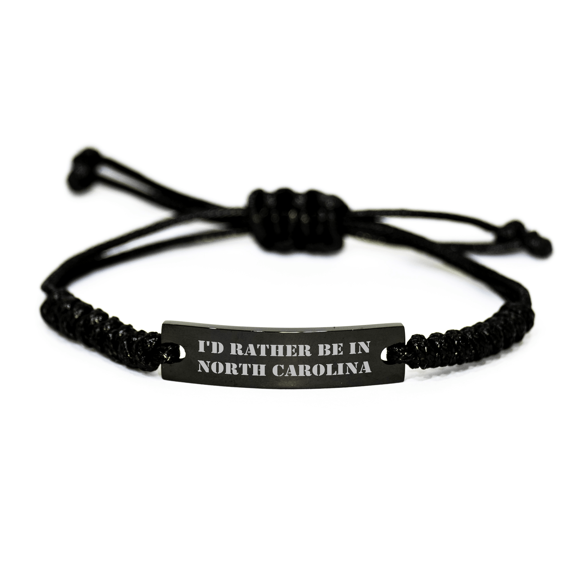 I'd Rather Be In North Carolina Rope Bracelet, Funny Gift for Friends, Coworkers, Family, from North Carolina, Adjustable Rope Jewelry for Men, Women, Graduation Unique Gifts - Victory Thru Vision 