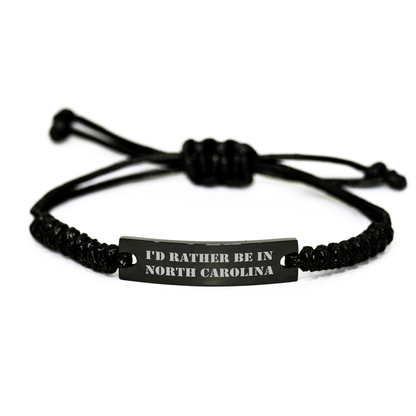 I'd Rather Be In North Carolina Rope Bracelet, Funny Gift for Friends, Coworkers, Family, from North Carolina, Adjustable Rope Jewelry for Men, Women, Graduation Unique Gifts - Victory Thru Vision 