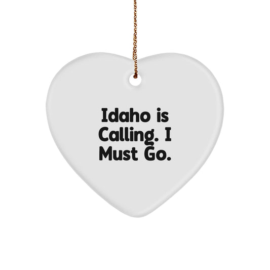 Idaho Gifts from Men - Heart Ornament with 'Idaho Is Calling. I Must Go.' Quote, Perfect for Family, Friends, and Coworkers - Christmas Unique Gifts - Victory Thru Vision
