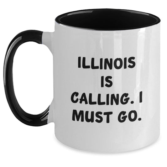 Illinois Gifts from Friends - Funny Two Tone Coffee Mug with Quote, Gifts for Illinois Men, Women, Family, and Coworkers - Victory Thru Vision