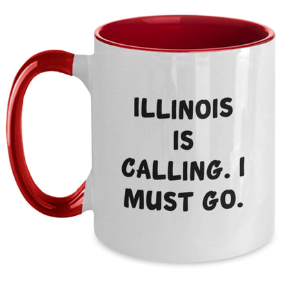 Illinois Gifts from Friends - Funny Two Tone Coffee Mug with Quote, Gifts for Illinois Men, Women, Family, and Coworkers - Victory Thru Vision