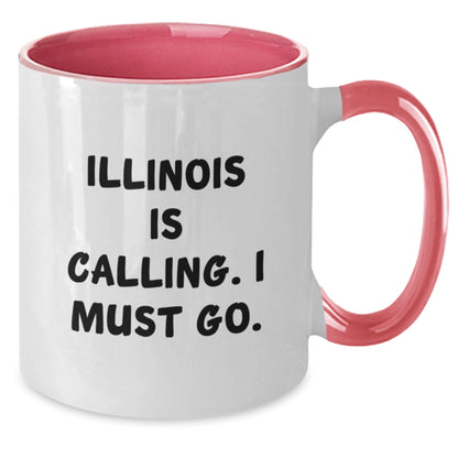 Illinois Gifts from Friends - Funny Two Tone Coffee Mug with Quote, Gifts for Illinois Men, Women, Family, and Coworkers - Victory Thru Vision