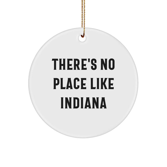 Indiana Circle Ornament Gifts from Family for Indiana Lovers - 'There's No Place Like Indiana' Funny Quote Christmas Decor - Victory Thru Vision