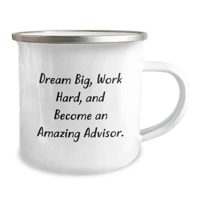 Inspirational Advisor Gifts for Men, Gifts from Family to Men, Graduation Unique Gifts, 'Dream Big Work Hard' Camping Mug - Victory Thru Vision