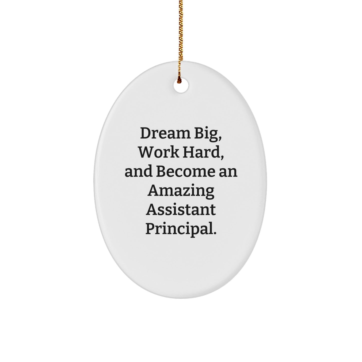 Inspirational Assistant Principal Gifts for Men - Oval Ornament with 'Dream Big, Work Hard, And Become An Amazing Assistant Principal.' Quote - Gifts from Friends for Christmas - Victory Thru Vision