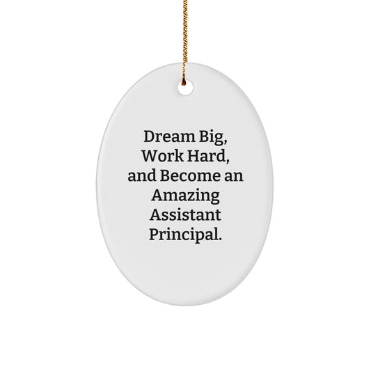Inspirational Assistant Principal Gifts for Men - Oval Ornament with 'Dream Big, Work Hard, And Become An Amazing Assistant Principal.' Quote - Gifts from Friends for Christmas - Victory Thru Vision
