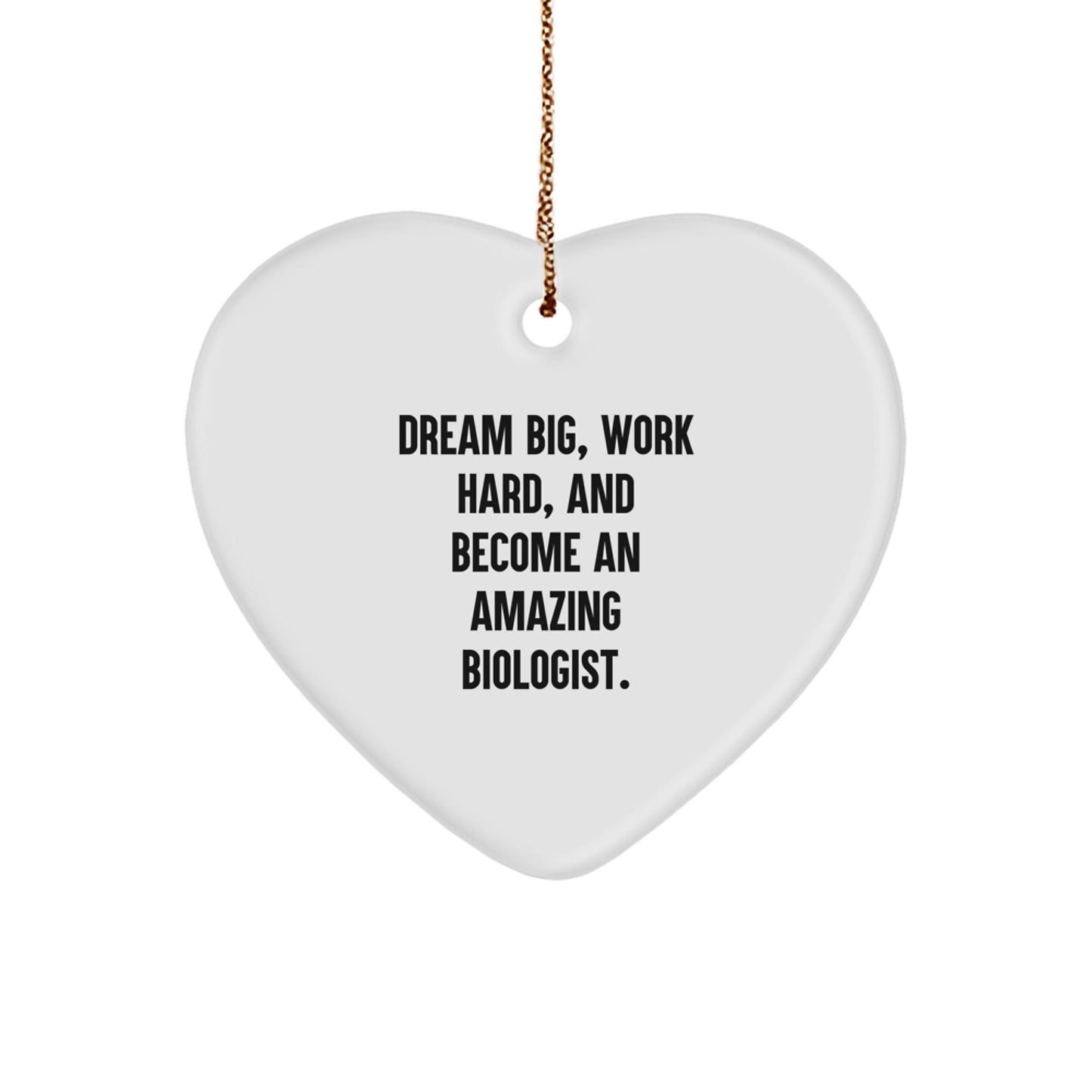 Inspirational Biologist Gifts for Christmas - 'Dream Big, Work Hard, And Become An Amazing Biologist.' Heart Ornament - Victory Thru Vision
