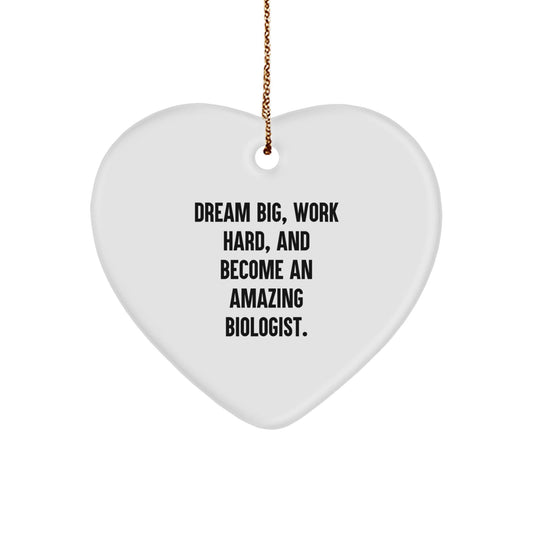 Inspirational Biologist Gifts for Christmas - 'Dream Big, Work Hard, And Become An Amazing Biologist.' Heart Ornament - Victory Thru Vision