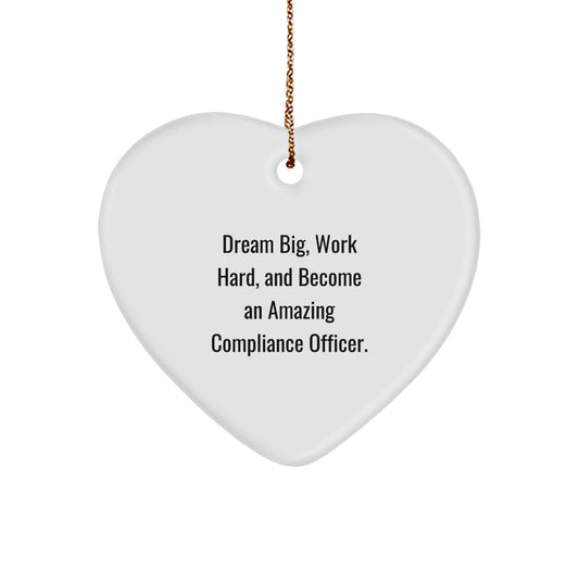 Inspirational Compliance Officer Gifts, Funny Heart Ornament 'Dream Big, Work Hard' for Christmas, Gifts from Friends to Compliance Officer - Victory Thru Vision