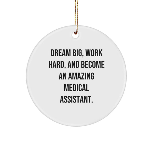 Inspirational Medical Assistant Gifts from Friends for Christmas - 'Dream Big' Circle Ornament - Victory Thru Vision