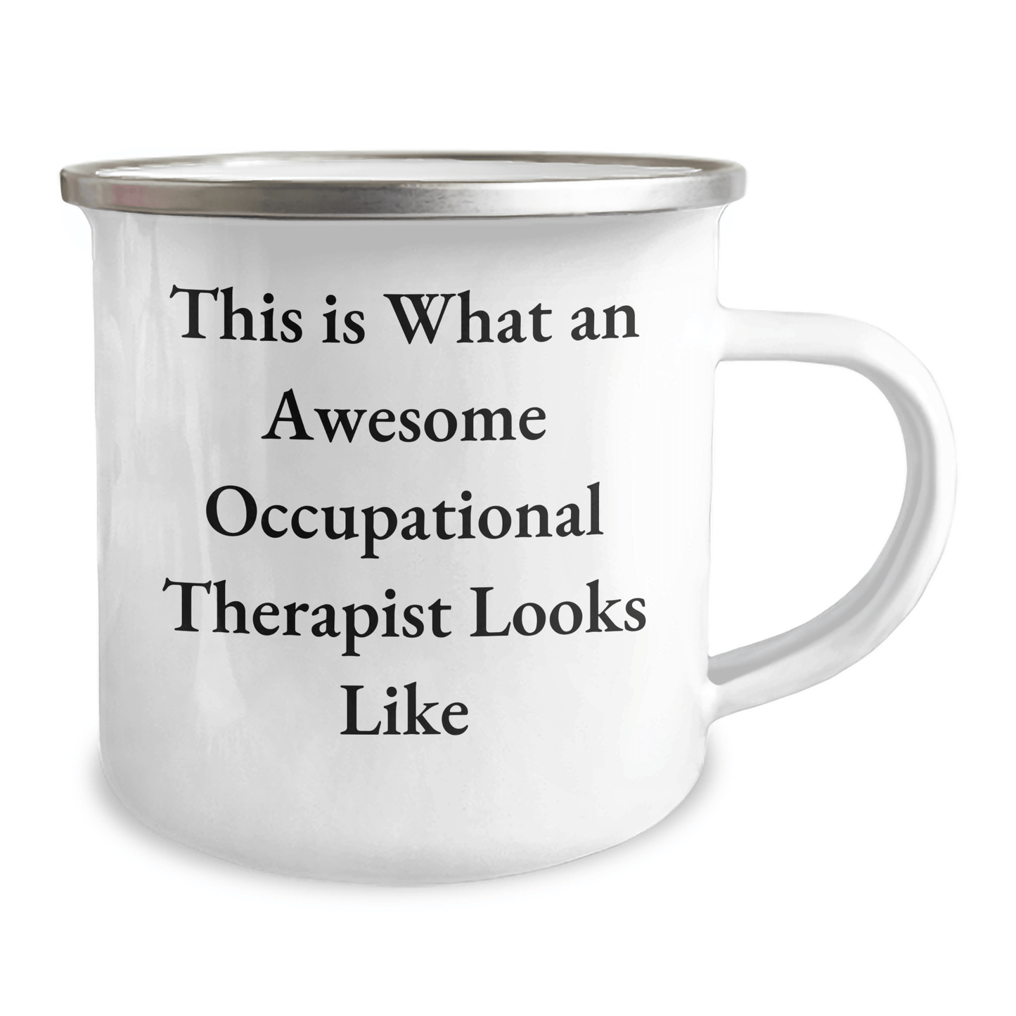 Inspirational Occupational Therapist Gifts from Friends - This Is What An Awesome Occupational Therapist Looks Like, Camping Mug for Graduation, 12 oz Stainless Steel with Enamel Finish - Victory Thru Vision