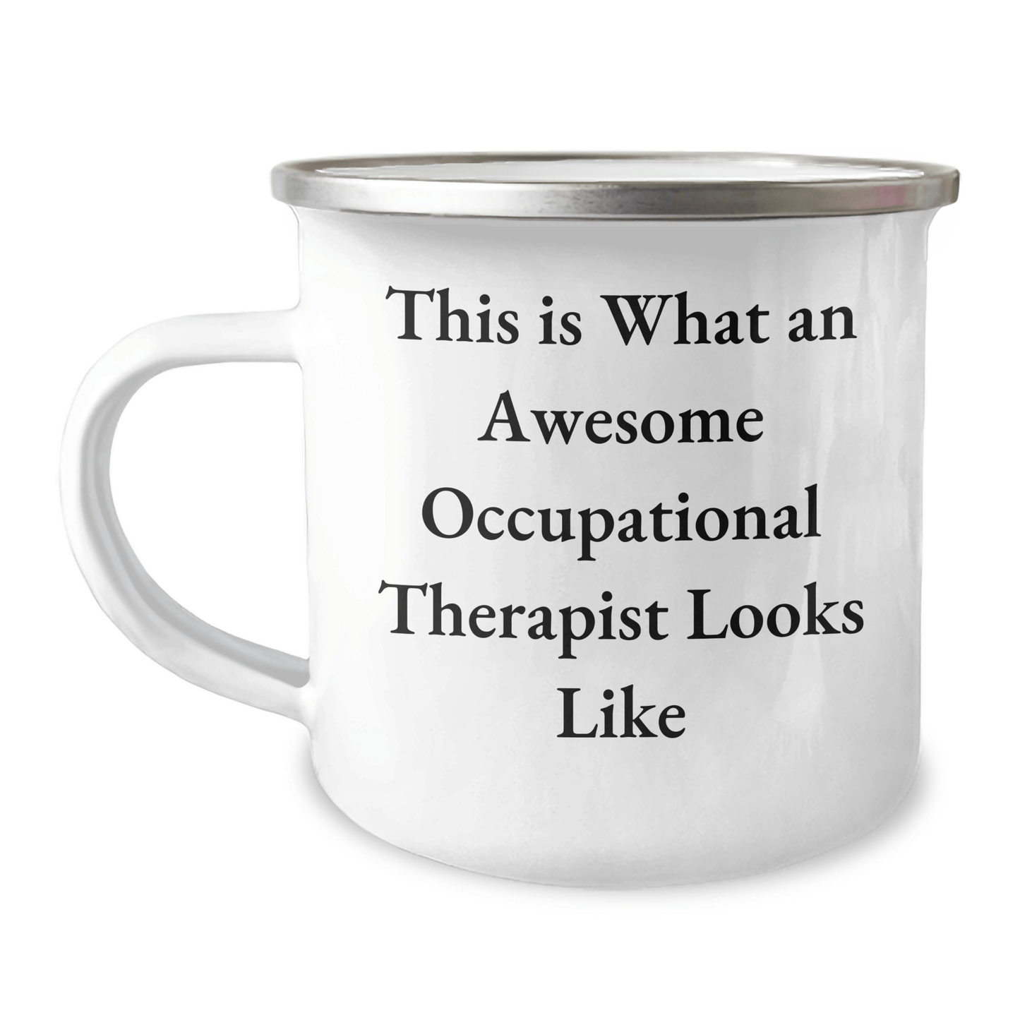 Inspirational Occupational Therapist Gifts from Friends - This Is What An Awesome Occupational Therapist Looks Like, Camping Mug for Graduation, 12 oz Stainless Steel with Enamel Finish - Victory Thru Vision