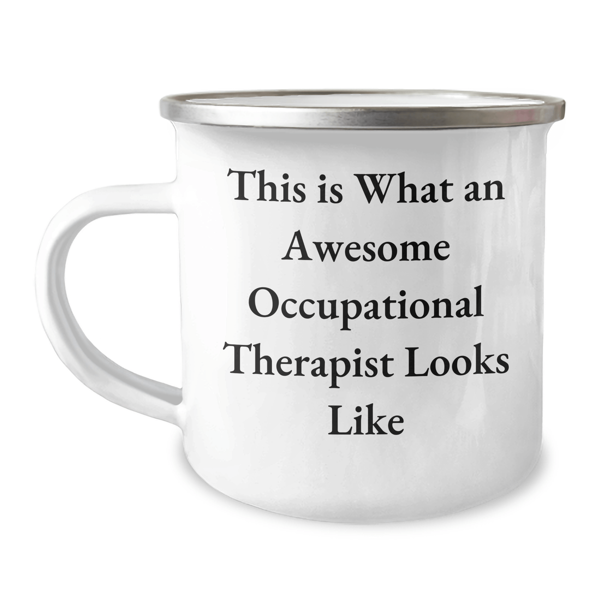Inspirational Occupational Therapist Gifts from Friends - This Is What An Awesome Occupational Therapist Looks Like, Camping Mug for Graduation, 12 oz Stainless Steel with Enamel Finish - Victory Thru Vision