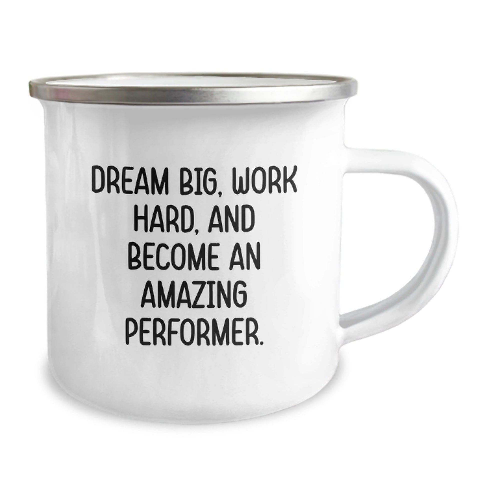 Inspirational Performer Gifts for Men from Friends, 'Dream Big' Enamel Camping Mug, Graduation Unique Gifts - Victory Thru Vision