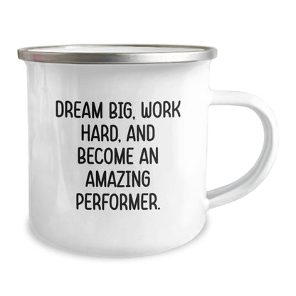 Inspirational Performer Gifts for Men from Friends, 'Dream Big' Enamel Camping Mug, Graduation Unique Gifts - Victory Thru Vision