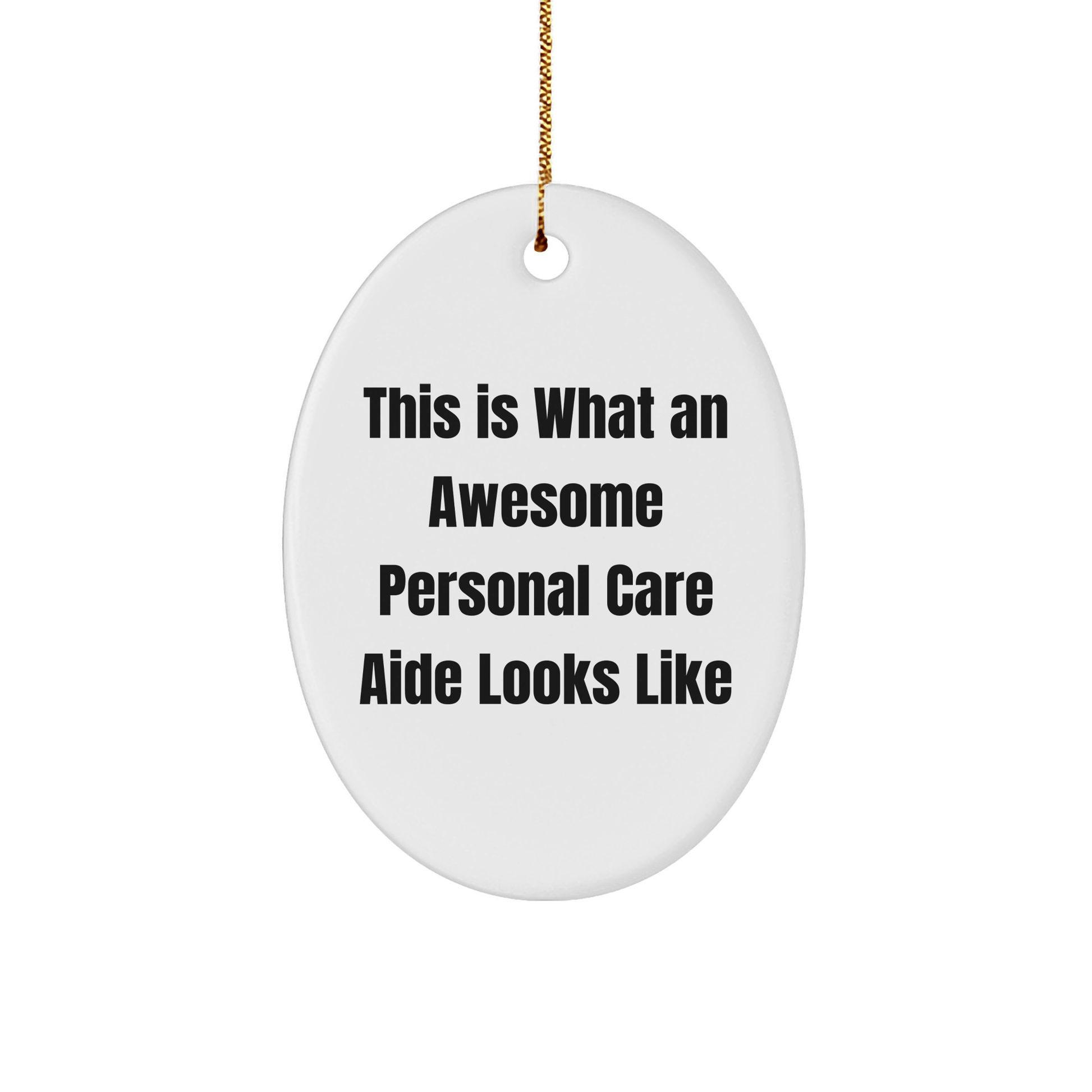 Inspirational Personal Care Aide Gifts from Friends this Christmas - Oval Ornament Quote 'This Is What An Awesome Personal Care Aide Looks Like' for Coworkers, Family, or Men/Women - Victory Thru Vision 