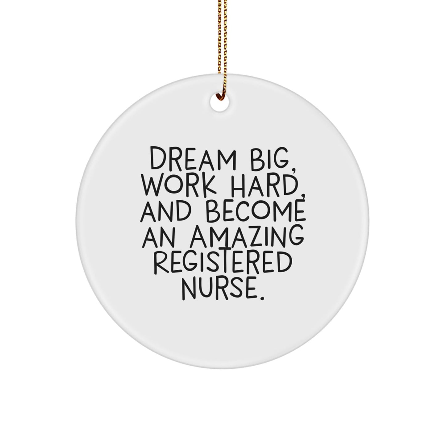 Inspirational Registered Nurse Gifts, 'Dream Big, Work Hard' Circle Ornament for Christmas, Gifts from Family, Friends, Coworkers, and Men, for Registered Nurse, Unique and Funny - Victory Thru Vision