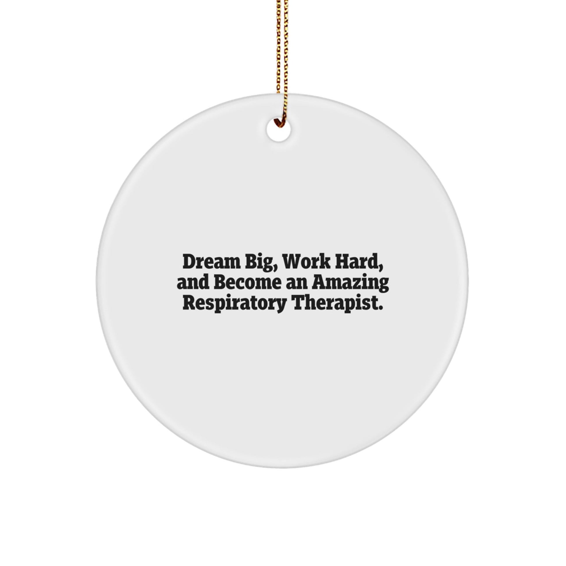 Inspirational Respiratory Therapist Gifts from Friends - 'Dream Big' Circle Ornament for Christmas - Victory Thru Vision