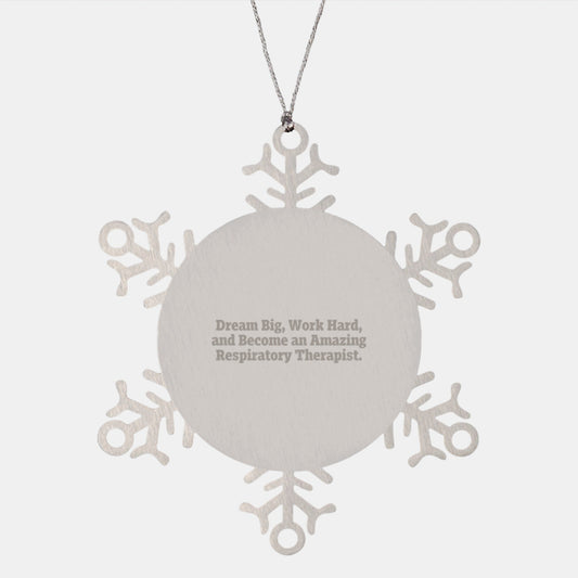 Inspirational Respiratory Therapist Gifts from Friends for Christmas, 'Dream Big' Snowflake Ornament - Victory Thru Vision