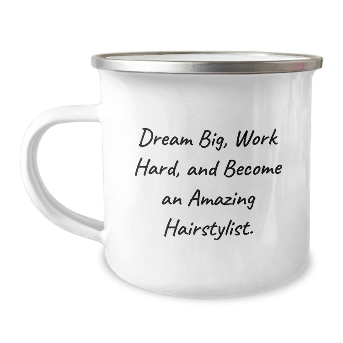 Inspiring Hairstylist Gifts from Friends for Amazing Hairstylists, Dream Big and Work Hard, Funny Camping Mug, 12 oz, Graduation Unique Gifts - Victory Thru Vision