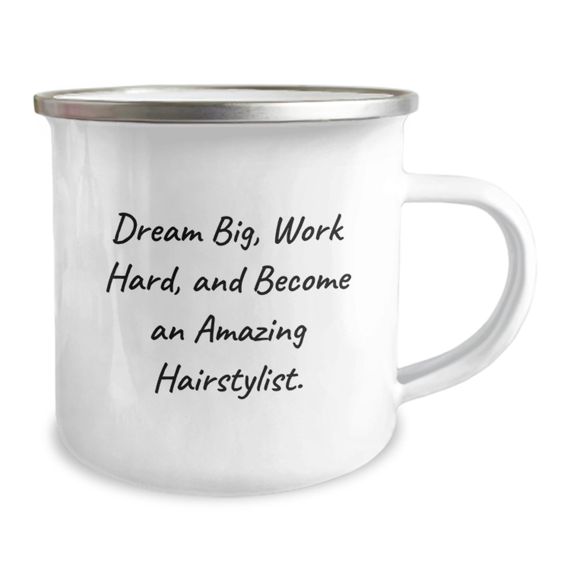 Inspiring Hairstylist Gifts from Friends for Amazing Hairstylists, Dream Big and Work Hard, Funny Camping Mug, 12 oz, Graduation Unique Gifts - Victory Thru Vision