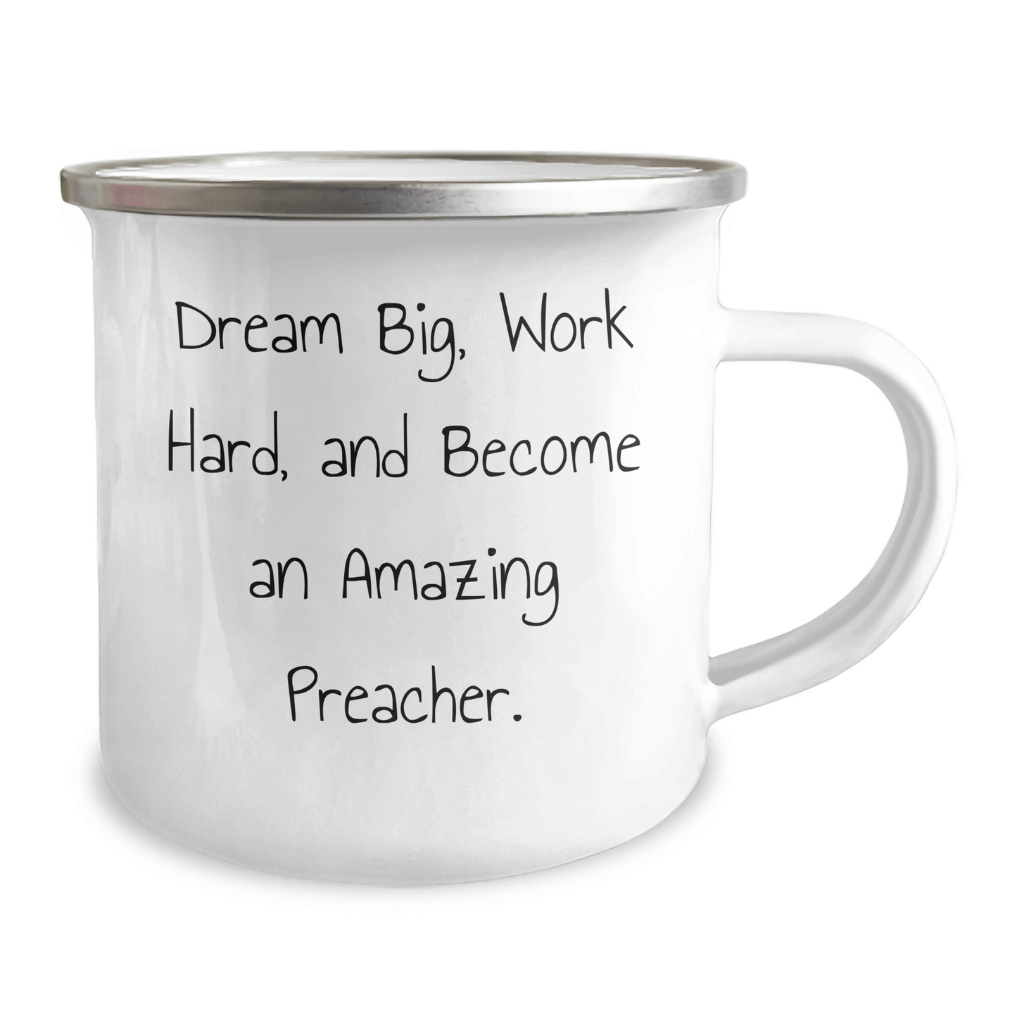 Inspiring Preacher Gifts from Friends for Graduation - Dream Big Work Hard Camping Mug, 12 oz Stainless Steel with Enamel Finish, Funny Quote - Victory Thru Vision