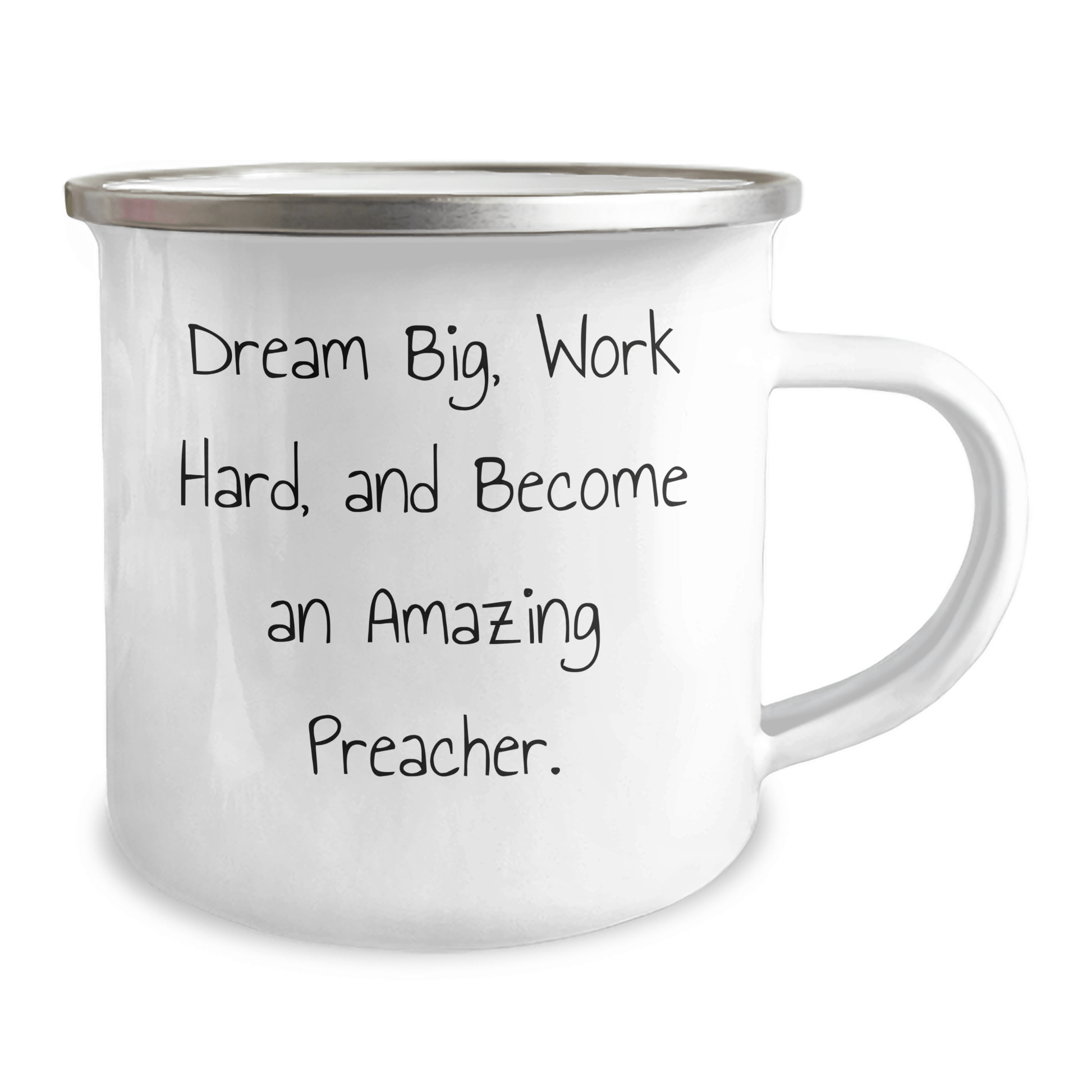 Inspiring Preacher Gifts from Friends for Graduation - Dream Big Work Hard Camping Mug, 12 oz Stainless Steel with Enamel Finish, Funny Quote - Victory Thru Vision