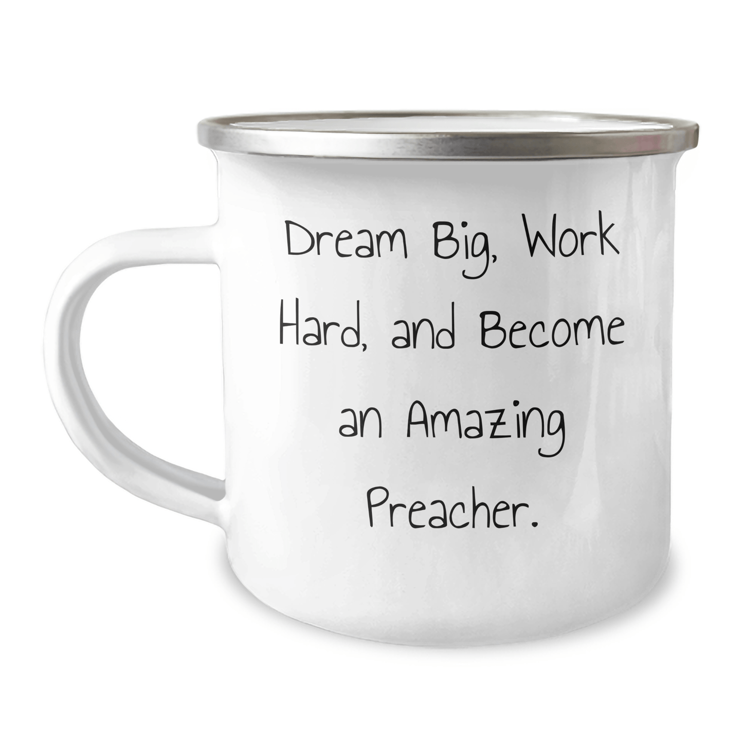 Inspiring Preacher Gifts from Friends for Graduation - Dream Big Work Hard Camping Mug, 12 oz Stainless Steel with Enamel Finish, Funny Quote - Victory Thru Vision