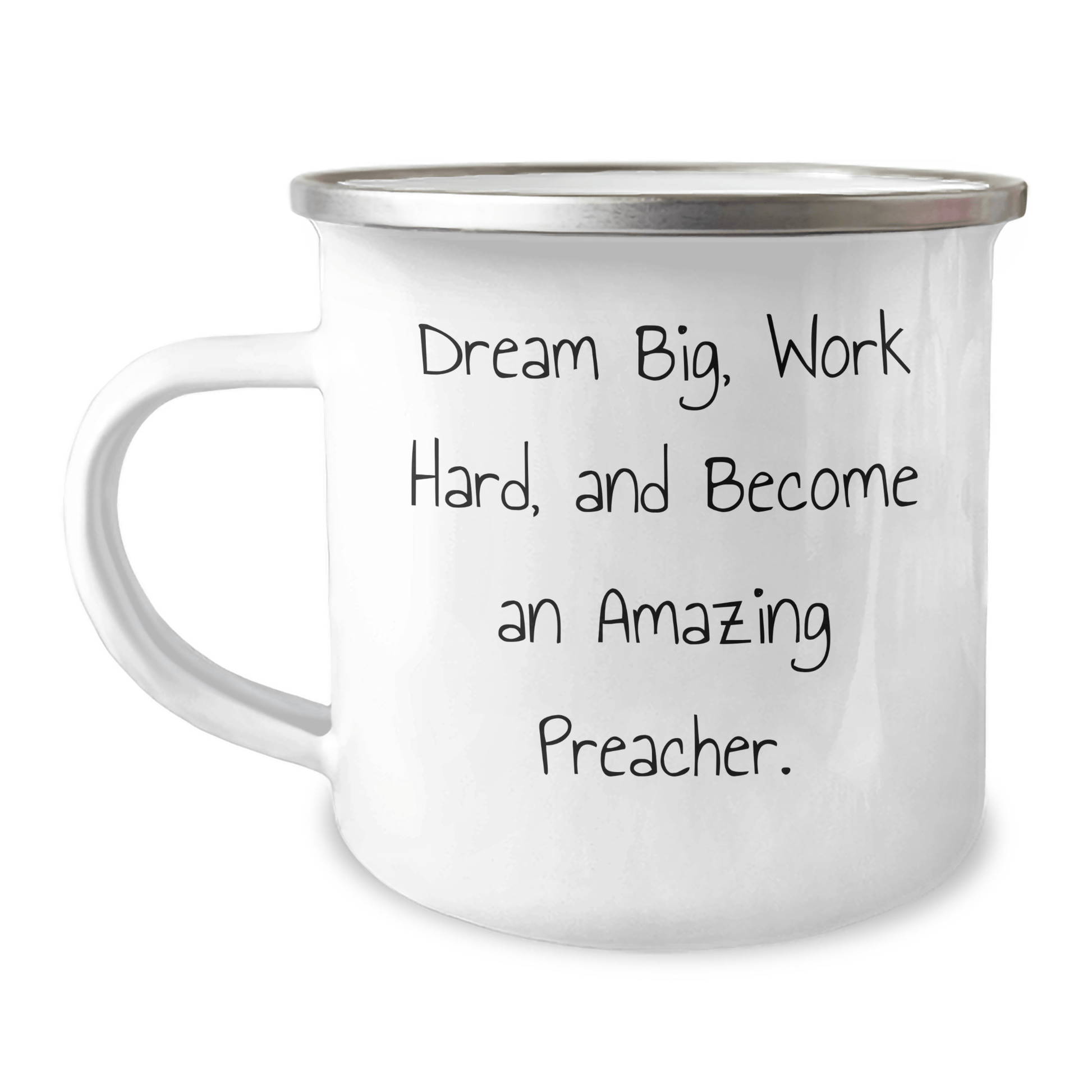 Inspiring Preacher Gifts from Friends for Graduation - Dream Big Work Hard Camping Mug, 12 oz Stainless Steel with Enamel Finish, Funny Quote - Victory Thru Vision