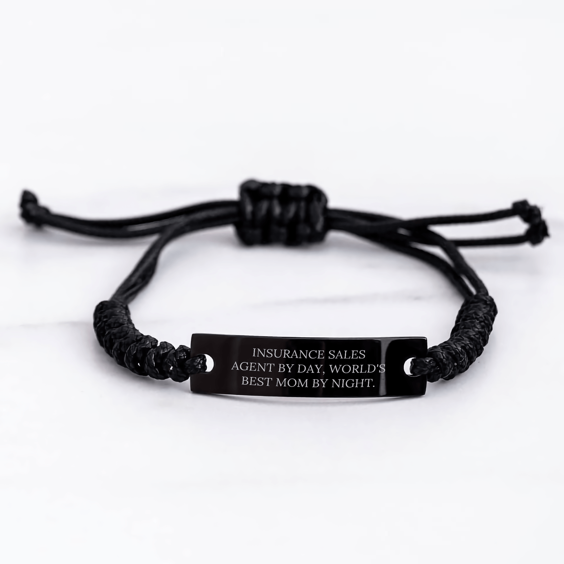 Insurance Sales Agent Gifts for Mother's Day - Rope Bracelet, Funny Quote, Gifts from Family, Gifts for Insurance Sales Agent, World's Best Mom By Night. - Victory Thru Vision 