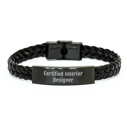 Interior Designer Gifts from Friends, Unique Interlaced Leather Bracelet with Funny Quote 'Designs for Days', Father's Day Unique Gifts for Men - Victory Thru Vision 