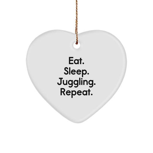 Juggling Heart Ornament Gifts from Friends for Christmas - Eat. Sleep. Juggling. Repeat., Fun Juggling Gifts for Him, Her, or Friends - Victory Thru Vision