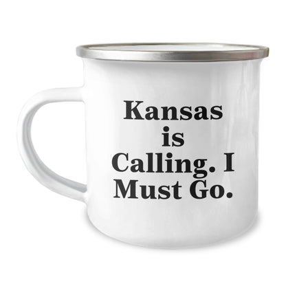 Kansas Calling: Funny Camping Mug for Graduation Gifts from Friends to Family - Victory Thru Vision