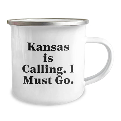 Kansas Calling: Funny Camping Mug for Graduation Gifts from Friends to Family - Victory Thru Vision
