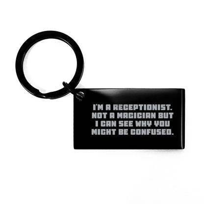 Funny Receptionist Keychain Gifts from Coworkers for Receptionists, Christmas Unique Keychain Ideas - Image 1