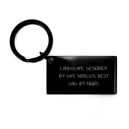 Landscape Designer Gifts, Funny Keychain, 'Landscape Designer By Day, World's Best Dad By Night.' Graduation Unique Gifts from Family to Men - Image 1