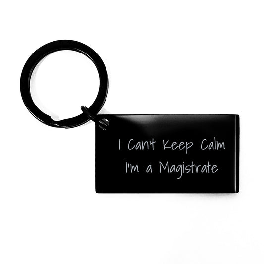 Funny Magistrate Keychain Gifts for Men - I Can't Keep Calm I'm A Magistrate Black Stainless Steel Keychain for Christmas Unique Gifts - Image 1