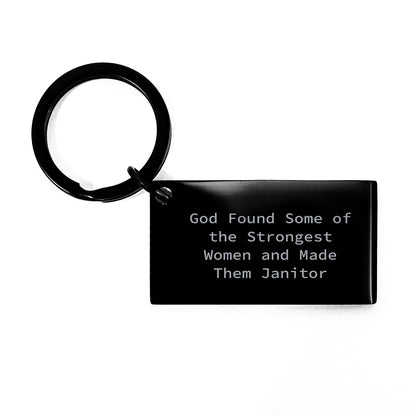 Funny Janitor Keychain Gifts from Men to Women Friends for Christmas, Inspirational Women Janitor Quote Keychain, Stainless Steel - Image 1
