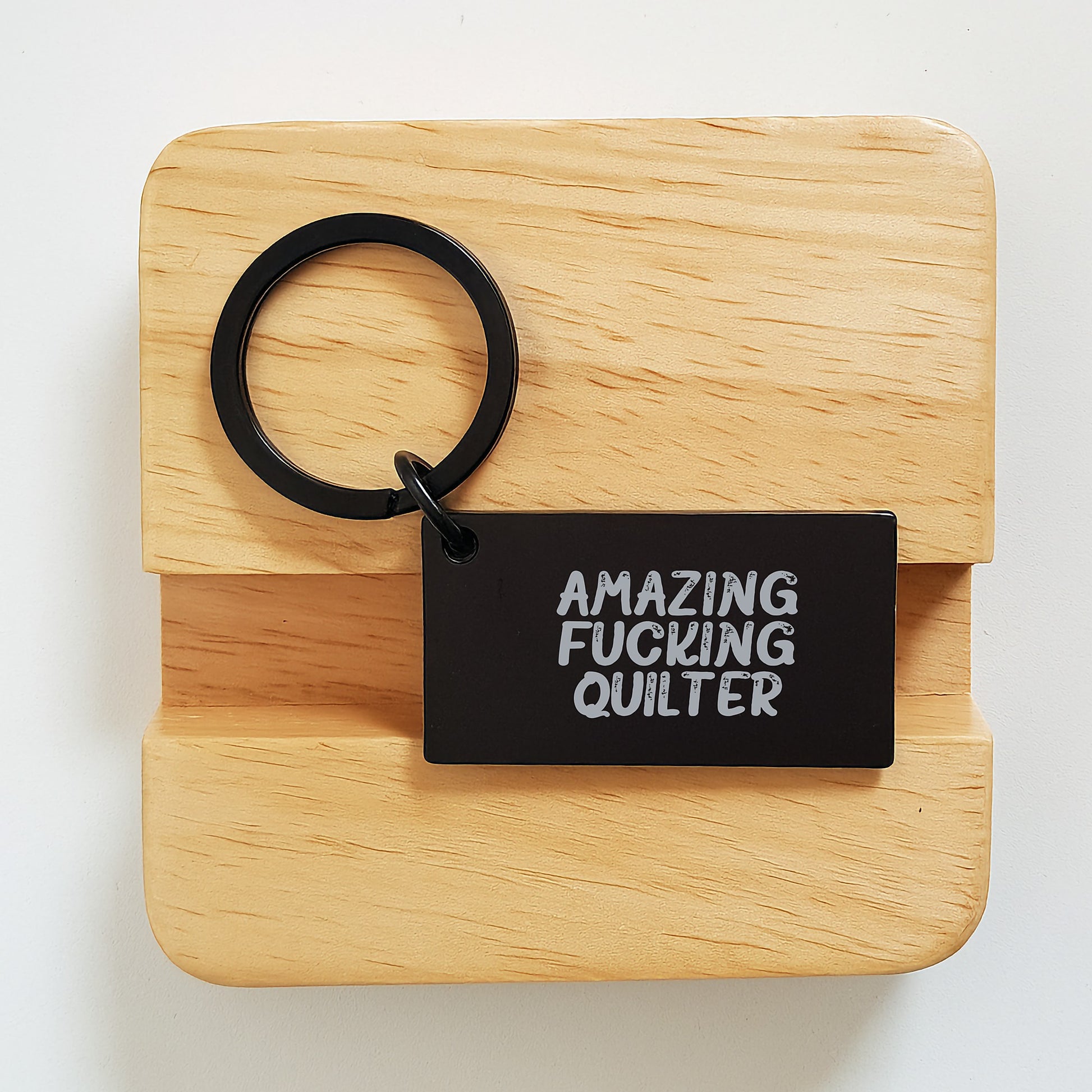 Funny Quilter Gifts from Friends Men Keychain for Quilter Enthusiasts This Christmas Unique Gifts, A Quilter Keychain with Amazing F--king Quilter Quote, Perfect for Quilter, Keychain, Christmas - Image 2