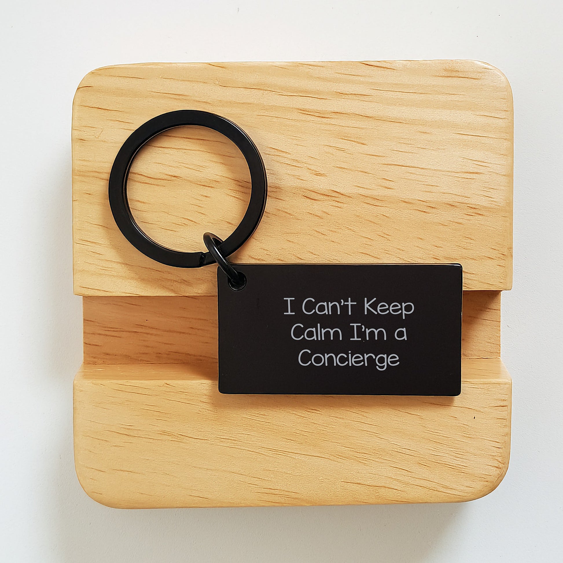 Funny Concierge Keychain Gifts from Friends, Unique Christmas Keychain for Concierge, I Can't Keep Calm Keychain - Image 2