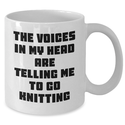 Knitting Voices Funny White Coffee Mug Gifts from Family to Knitting Enthusiasts Graduation Unique Gifts - Victory Thru Vision