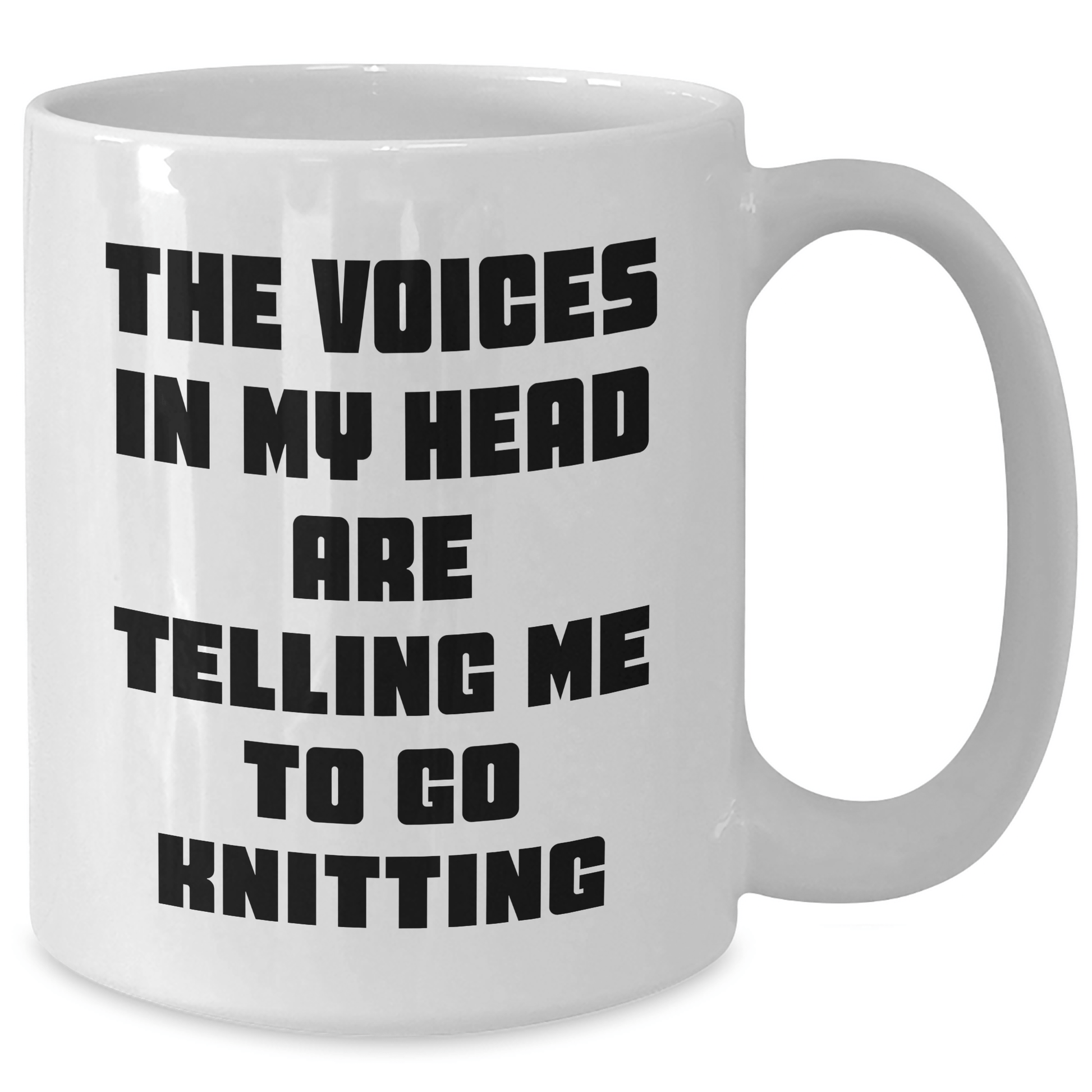 Knitting Voices Funny White Coffee Mug Gifts from Family to Knitting Enthusiasts Graduation Unique Gifts - Victory Thru Vision