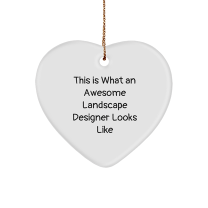 Landscape Designer Gifts, Funny Quote Heart Ornament, 'This Is What An Awesome Landscape Designer Looks Like' Christmas Memorable Present from Friends, Coworkers, or Family - Victory Thru Vision 