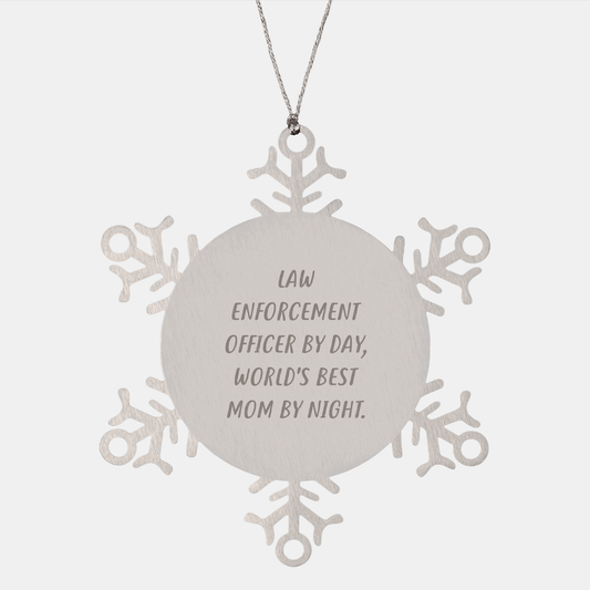 Law Enforcement Officer Gifts, Funny Snowflake Ornament, Gifts from Mom for Law Enforcement Officer By Day, Unique Christmas Memorable Presents for Men, Women, Friends - Victory Thru Vision 