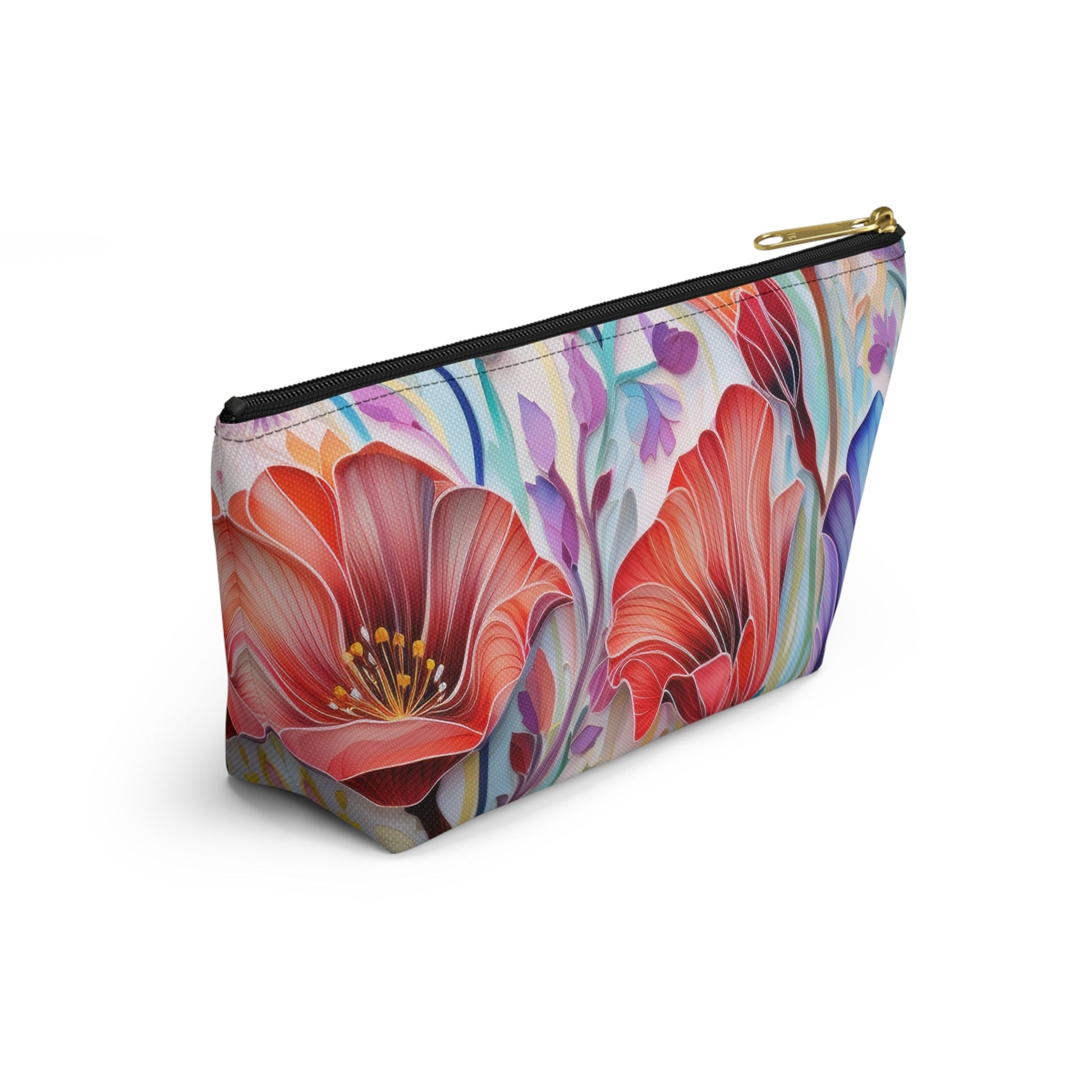 Lily Flowers Accessory Pouch, Floral Accessory Pouch, Makeup Bag, Cosmetic Case, Zippered Pouch, Gift for Her - Victory Thru Vision 